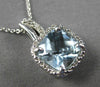 1.85CT DIAMOND & AAA AQUAMARINE 14KT WHITE GOLD CUSHION & ROUND FLOATING PENDANT