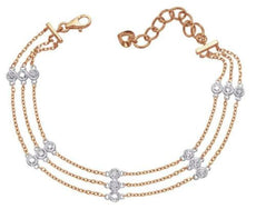 .68CT DIAMOND 14K ROSE & WHITE GOLD 3 ROW BEZEL BY THE YARD LOVE TENNIS BRACELET
