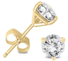 .25CT DIAMOND 14KT YELLOW GOLD 3D CLASSIC ROUND 3 PRONG MARTINI STUD EARRINGS