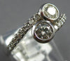 ESTATE .68CT DIAMOND 14KT WHITE GOLD CLASSIC BEZEL 2 STONE CRISS CROSS LOVE RING
