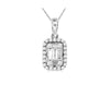 .30CT DIAMOND 14K WHITE GOLD 3D ROUND & BAGUETTE CLUSTER SQUARE FLOATING PENDANT