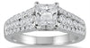 1.59CT DIAMOND 14KT WHITE GOLD 3D PRINCESS & ROUND GRADUATING ENGAGEMENT RING