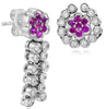 .92CT DIAMOND & AAA RUBY 14KT WHITE GOLD 3D FLOWER FILIGREE FUN HANGING EARRINGS