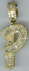 .53CT DIAMOND 14K YELLOW GOLD 3D ROUND & BAGUETTE P INITIAL FUN FLOATING PENDANT