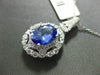 ESTATE LARGE 2.41CT DIAMOND & AAA TANZANITE 18K WHITE GOLD OVAL FLOATING PENDANT