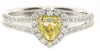 .97CT WHITE & FANCY YELLOW DIAMOND 18KT 2 TONE GOLD HEART SHAPE ENGAGEMENT RING