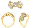 1.41CT DIAMOND 14K YELLOW GOLD ROUND MULTI FLOWER CRISS CROSS INFINITY LOVE RING