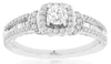 .85CT DIAMOND 14KT WHITE GOLD ROUND & BAGUETTE HALO SQUARE FRIENDSHIP LOVE RING