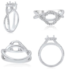 .43CT DIAMOND 18KT WHITE GOLD 3D ROUND INFINITY HALO SEMI MOUNT ENGAGEMENT RING