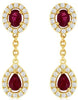 1.06CT DIAMOND & AAA RUBY 14KT YELLOW GOLD 3D OVAL PEAR SHAPE & ROUND EARRINGS