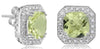 4.14CT DIAMOND & AAA GREEN AMETHYST 14KT WHITE GOLD 3D CUSHION & ROUND EARRINGS