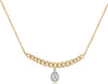 ESTATE .12CT DIAMOND 14KT YELLOW GOLD 3D MULTI LINK BAR TEAR DROP LOVE NECKLACE