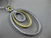 ESTATE LARGE 2.21CT DIAMOND 14K WHITE & YELLOW GOLD TRIPLE OVAL FLOATING PENDANT