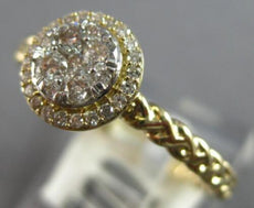 ESTATE .13CT DIAMOND 14KT WHITE GOLD 3D ROUND CLUSTER INVISIBLE HALO FUN RING