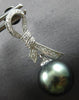 ESTATE DIAMOND .23CT & AAA TAHITIAN PEARL 18KT WHITE GOLD BOW HANGING EARRINGS