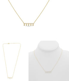 .18CT DIAMOND 14KT YELLOW GOLD 3D ROUND CLASSIC FLOATING BAR ADJUSTABLE NECKLACE