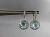 5.30CT DIAMOND & AAA BLUE TOPAZ 14KT WHITE GOLD HALO LEVERBACK HANGING EARRINGS