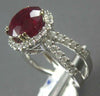 ESTATE LARGE 6.87CT DIAMOND & AAA RUBY 18K WHITE GOLD ROUND HALO ENGAGEMENT RING