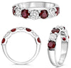 1.13CT DIAMOND & AAA RUBY 14KT WHITE GOLD 3D ROUND CLASSIC 7 STONE LUCIDA RING