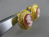 ANTIQUE 14K YELLOW GOLD LADY SHELL CAMEO FILIGREE OMEGA CLIP EARRINGS #20543