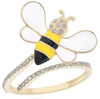 ESTATE .25CT DIAMOND & MULTI COLOR ENAMEL 14KT YELLOW GOLD BUMBLE BEE LOVE RING