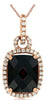 5.20CT DIAMOND & AAA RHODOLITE 14KT ROSE GOLD CUSHION & ROUND LOVE KNOT PENDANT