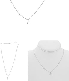 .08CT DIAMOND 14KT WHITE GOLD ROUND INITIAL I SOLITAIRE BY THE YARD FUN NECKLACE
