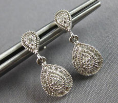 ESTATE .28CT DIAMOND 14KT WHITE GOLD 3D ROUND CLUSTER HANGING EARRINGS