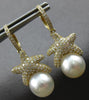 LARGE 1.14CT DIAMOND & AAA SOUTH SEA PEARL 14K YELLOW GOLD STARFISH FUN EARRINGS