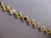 12.6CT AAA MULTI GEM 14KT YELLOW GOLD 3D PRINCESS GEOMETRICAL TENNIS BRACELET