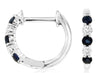 ESTATE .25CT DIAMOND & AAA SAPPHIRE 14KT WHITE GOLD HUGGIE HOOP HANGING EARRINGS
