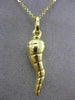 ESTATE 14KT YELLOW GOLD 3D HANDCRAFTED RIDGE ITALIAN HORN PENDANT & CHAIN #25072