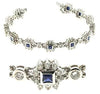4.88CT DIAMOND & AAA SAPPHIRE 14KT WHITE GOLD ROUND & PRINCESS TENNIS BRACELET
