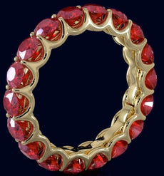 4.75CT AAA RUBY 14KT YELLOW GOLD 3D CLASSIC SHARED PRONG ETERNITY FUN LOVE RING