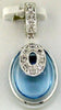 2.26CT DIAMOND & AAA BLUE TOPAZ 14KT WHITE GOLD 3D OVAL & ROUND FILIGREE PENDANT