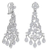 LARGE 6.77CT DIAMOND 18KT WHITE GOLD MULTI FLOWER TEAR DROP CHANDELIER EARRINGS