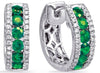 ESTATE .88CT DIAMOND & AAA EMERALD 14KT WHITE GOLD 3 ROW CLASSIC HUGGIE EARRINGS