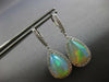 LARGE 7.69CT DIAMOND & AAA AUSTRALIAN OPAL 14KT WHITE GOLD 3D HANGING EARRINGS