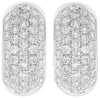 ESTATE WIDE 1.23CT DIAMOND 14K WHITE GOLD PAVE MULTI ROW HUGGIE HANGING EARRINGS