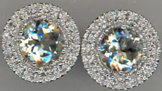 LARGE 2.78CT DIAMOND & AAA GREEN AMETHYST 14KT WHITE GOLD 3D ROUND STUD EARRINGS