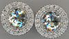 LARGE 2.78CT DIAMOND & AAA GREEN AMETHYST 14KT WHITE GOLD 3D ROUND STUD EARRINGS