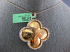 ESTATE LARGE .90CT DIAMOND 18KT ROSE GOLD 3D 4 LEAF CLOVER FLOWER LOVE NECKLACE