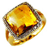 ESTATE 7.14CT DIAMOND & AAA CITRINE 14KT YELLOW GOLD 3D SQUARE HALO LOVE RING
