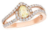 1.28CT WHITE & FANCY YELLOW DIAMOND 14KT ROSE GOLD 3D LOVE KNOT ENGAGEMENT RING