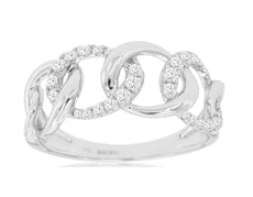 .33CT DIAMOND 14KT WHITE GOLD 3D LINK LOVE KNOT SEMI ETERNITY ANNIVERSARY RING