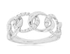 .33CT DIAMOND 14KT WHITE GOLD 3D LINK LOVE KNOT SEMI ETERNITY ANNIVERSARY RING