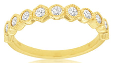 .44CT DIAMOND 14KT YELLOW GOLD 3D ROUND FILIGREE SEMI ETERNITY ANNIVERSARY RING