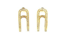 ESTATE .56CT DIAMOND 18KT WHITE GOLD 3D CLASSIC PAPER CLIP FUN HANGING EARRINGS