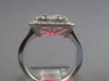 LARGE .92CT DIAMOND 18K WHITE GOLD ROUND & BAGUETTE CLUSTER SQUARE OCTAGON RING