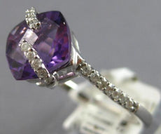 .36CT DIAMOND & AAA AMETHYST 14KT WHITE GOLD 3D CUSHION & ROUND CRISS CROSS RING